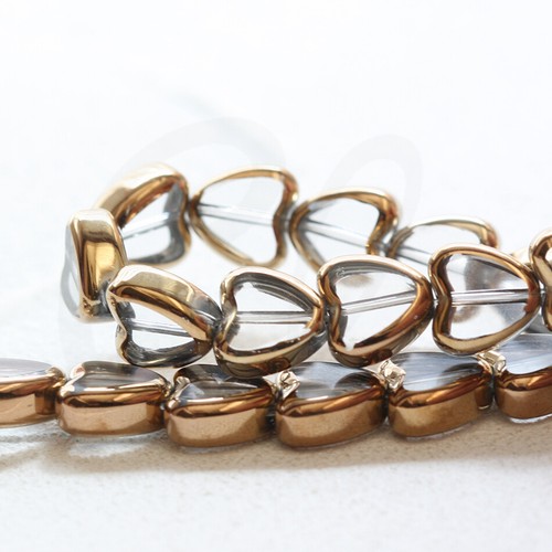 28 piezas de perlas de cristal chapadas - Corazón 8x10mm (G360) - Imagen 7 de 8