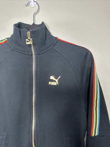 PUMA Girls Black w/ Rainbow Colors Sleeve Full Zip Athletic Track Jacket Size XS - Picture 3 of 22