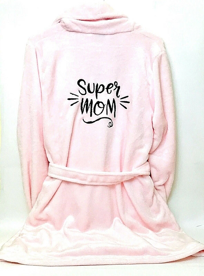 Roupão Cynthia Rowley New York Super Mom rosa pelúcia média poliéster comprimento médio  - Imagem 2 de 3