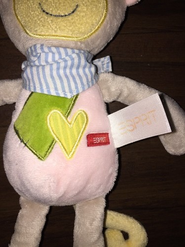 Sigikid Affe Kuscheltier Plüschtier Stofftier Weiß Grau Rosa Halstuch Herz Grün - Bild 4 von 4