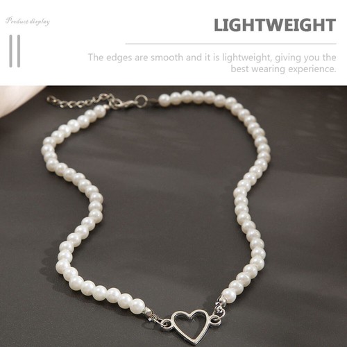Fake Pearl Necklace Pearl Heart Necklace Faux Pearl Necklace Aesthetic Necklace - Picture 9 of 12