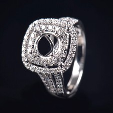 Custom Round 6.5mm Semi Mount Natural Diamond 14K White Gold Engagement Ring