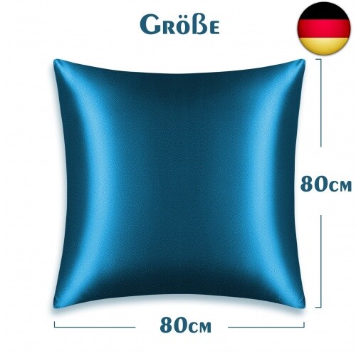Joyhabit Luxus Satin Seiden Kissenbezug 80x80 cm, Königsblau, 2er Set - Bild 4 von 7