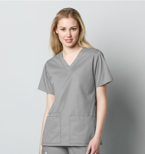 Wonder Wink Women's Scrub Top Small Gray V Neck Stretch 101A Wonder Work NWT WW
