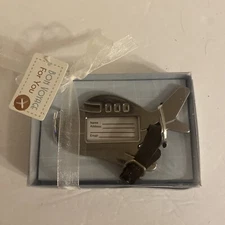 Kate Aspen Bon Voyage Silver finish airplane luggage tag.