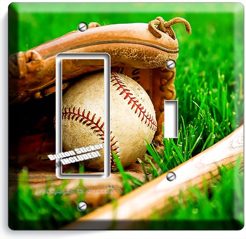 GUANTE DE BATE DE PELOTA DE BÉISBOL INTERRUPTOR DE LUZ DE HIERBA PLACA DE PARED SALA DE DEPORTES DECORACIÓN HD - Imagen 27 de 34