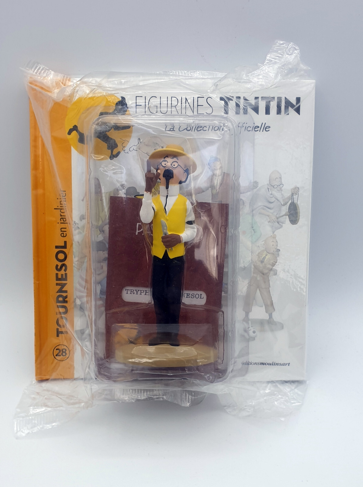 Figurine Tournesol jardinier Tintin Moulinsart en résine officielle collection n28