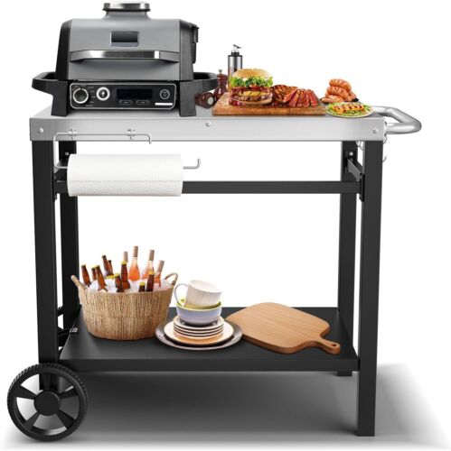Grill Table Cart, Outdoor Dining Cart, Pizza Oven Table Stand,L39.5x W22x H32 - Picture 13 of 14