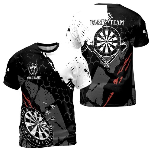 Personalisierte Darts, Custom Darts schwarz-weiß für Team 3D T-Shirt S-5XL - Bild 1 von 4