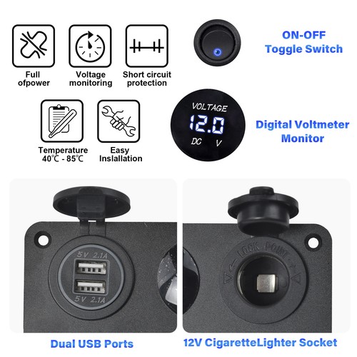 8 Gang Marine Toggle Rocker Switch Panel Boat Car Circuit Waterproof 12V-24V LED - Picture 7 of 17