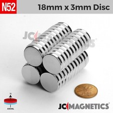 18mm x 3mm 45/64" x 1/8" N52 Very Strong Rare Earth Neodymium Magnet Disc 18x3mm