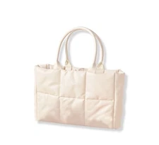 Ulta Large Soft Cream Puffy Tote for Women Large Quilted Handbag Light