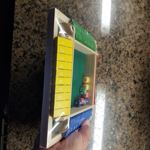 4 Players Shut The Box Dice Game Wooden Board Game for Kids Adult Tabletop 9"x9" - Picture 4 of 6