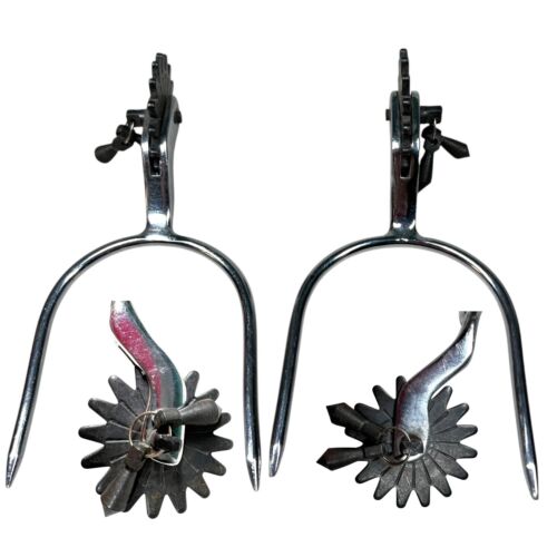 Slip on Jingle Bob Spurs 16 Point Black Steel Rowels Womens Cowgirl Equestrian