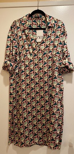 Zara Geometric Printed Midi Dress, NWT Size Small - Picture 3 of 7