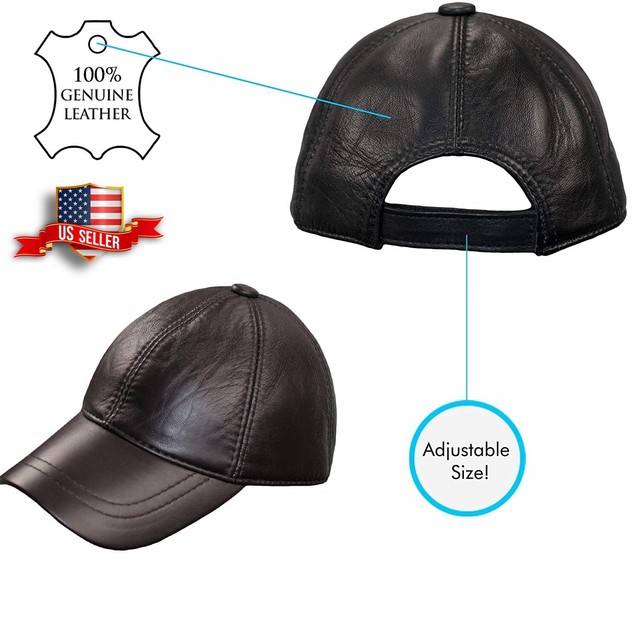 Genuine Leather Adjustable Solid USA Baseball Cap Hat Distressed Suede Leather