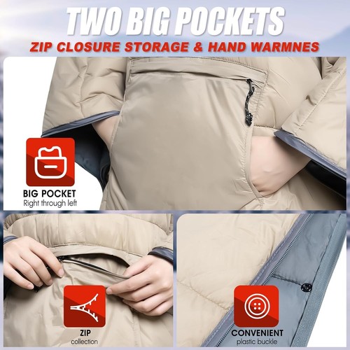 Schlafsack tragbare Kapuzendecke - Umschlag leichter Thermo Umhang Cape  - Bild 8 von 8