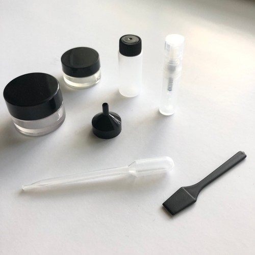 Cosmetic Bottles Pipet Spatula Funnel Jars 7 Piece Travel Containers Kit VB7B - Picture 3 of 5