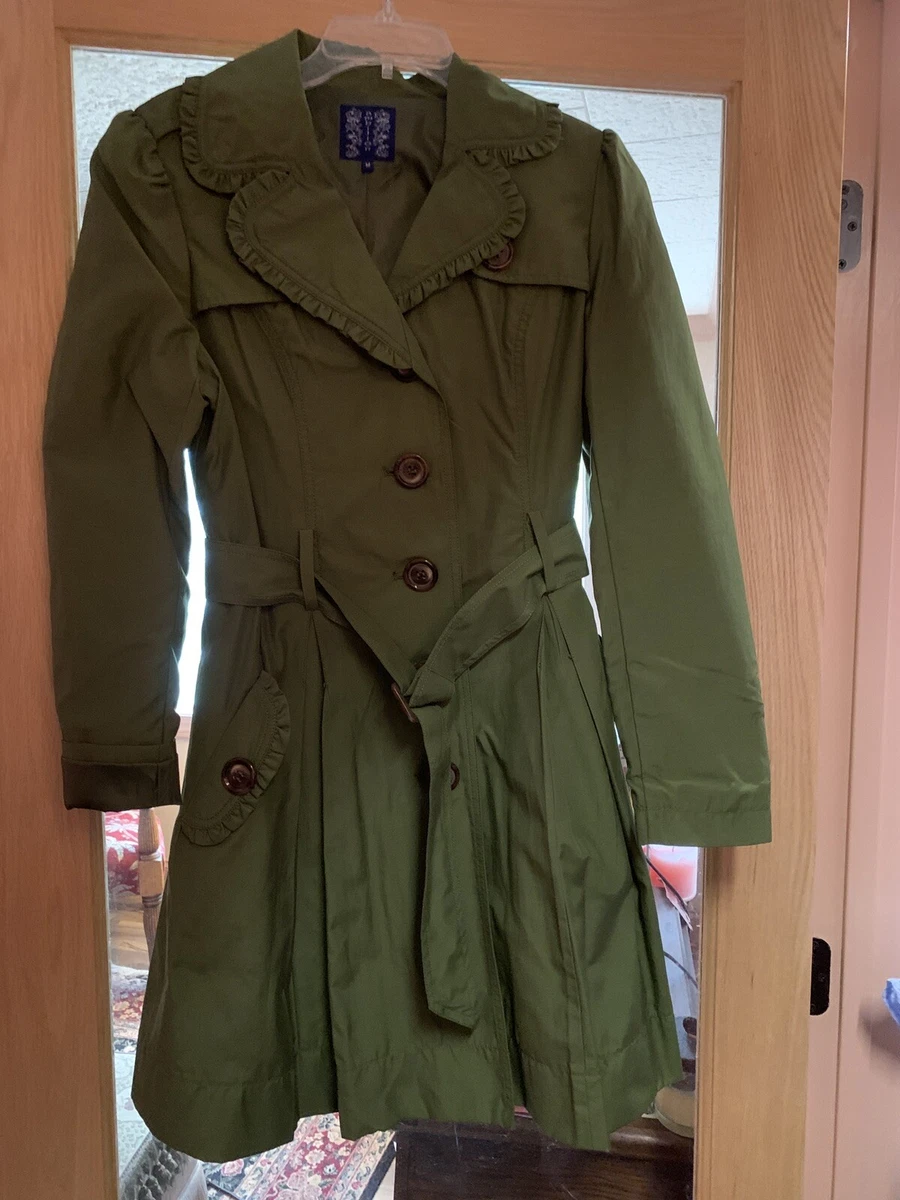 Ambition Olive Green Trench Coat With Much Detailing M