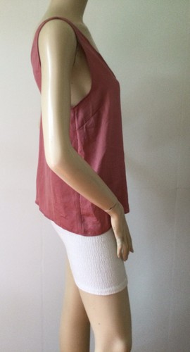 H&M V-Front & Back Dusty Pink Hammer Satiny Silky Tank Shell (Size 6) - Picture 6 of 12