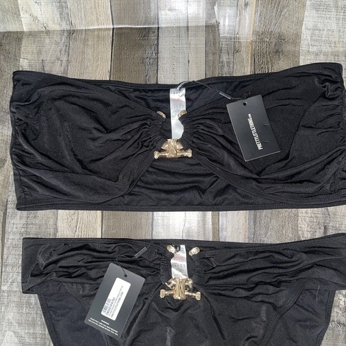 New Pretty Little Thing Two Piece Plus Size 20 Bikini Black - Picture 4 of 4