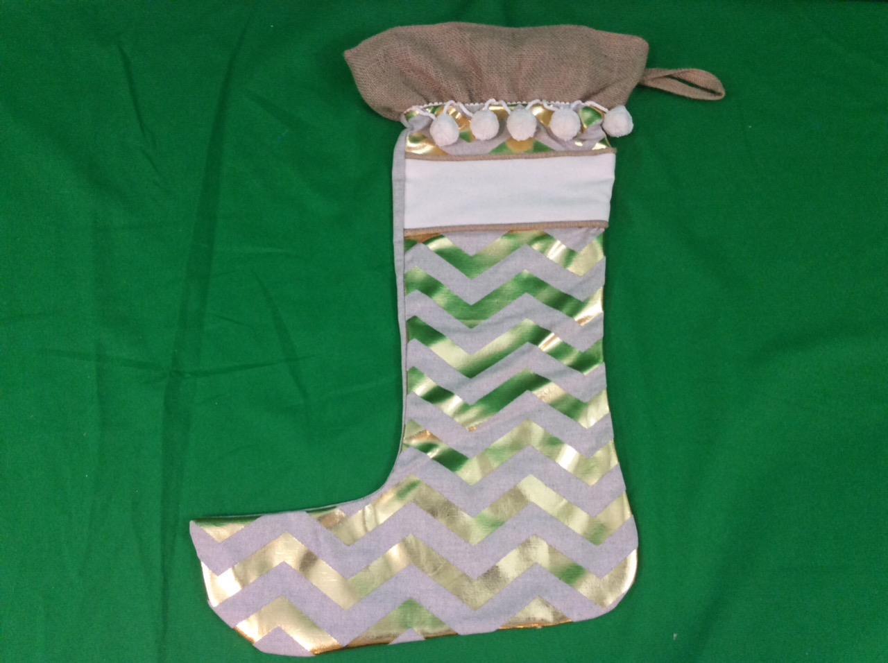 Ballard Designs Gold And Burlap Christmas Stocking Chevron Print For Sale Online