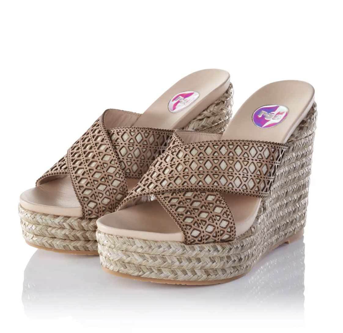 RAS schuhe Marken-Sandalette, taupe-Gold Keilsandalette Wedge Leder RAS schuhe Marken-Sandalette, taupe-Gold Keilsandalette Wedge Leder