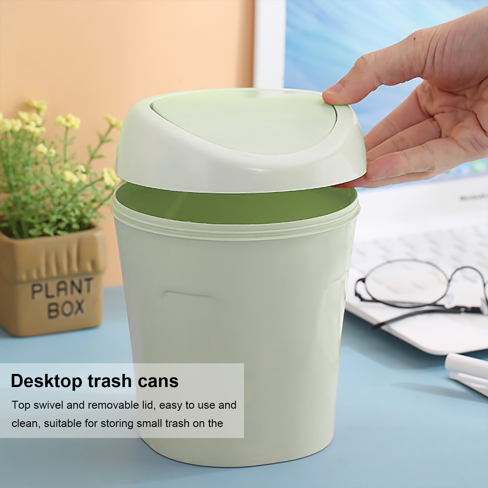 Desktop Mini Trash Can, Swing Lid Trash Can, Small Desk Organizer Garbage Bin eBay