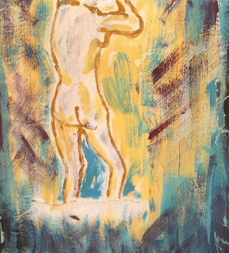 VINTAGE ABSTRACT OIL PAINTING NUDE PORTRAIT - Picture 10 of 12