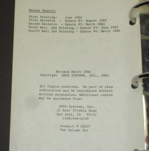 Onyx Systems UNIX III User's Manuals (LOT) Volume I & II Ver 3.0.4 Vintage 1984 - Picture 5 of 9