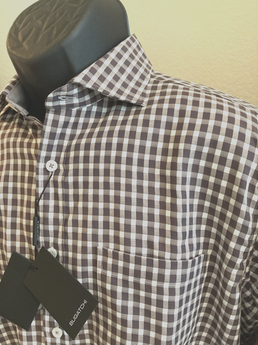 NEW $149 MENS MEDIUM BUGATCHI CHECKERED LONG SLEEVE CLASSIC FIT BUTTON UP SHIRT - Picture 4 of 6