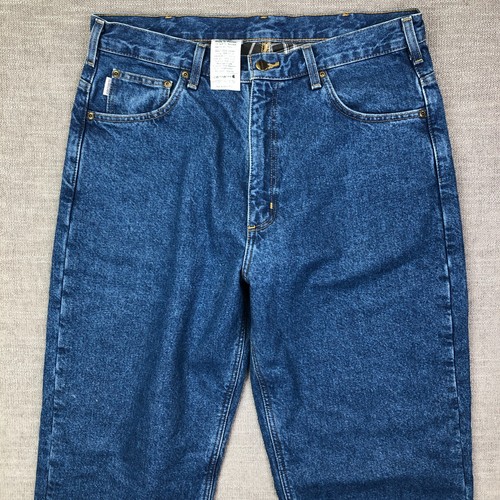 Carhartt B172 DST Flannel Lined Jeans Mens 34x34 Blue Relaxed Fit Tag 36x34