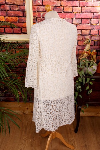 Vintage orig 60er Mantel Jacke weiß Spitze Chasuble Braut Hochzeit Boho M - Bild 5 von 6