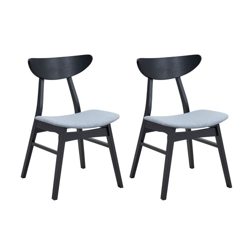 Round Wooden Dining Set Modern w/1 Table 4 Fabric Chairs, Black for Dining - Picture 12 of 18