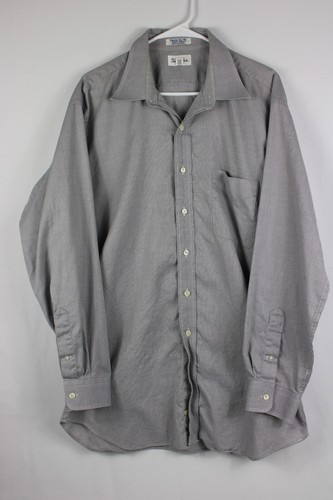 Paul Fredrick Mens Dress Shirt 17.5 35 Long Sleeve Point Collar Royal Oxford - Picture 2 of 9