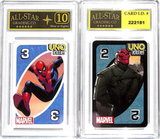 UNO Flip Marvel Deck Card Game Spiderman  Blue #3 ASG 10 MINT #HW