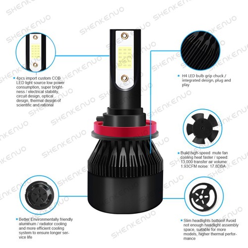 For Toyota Highlander 2014-2019 LED Headlight Hi / Low+Fog Light Bulbs Combo Kit - Bild 10 von 12