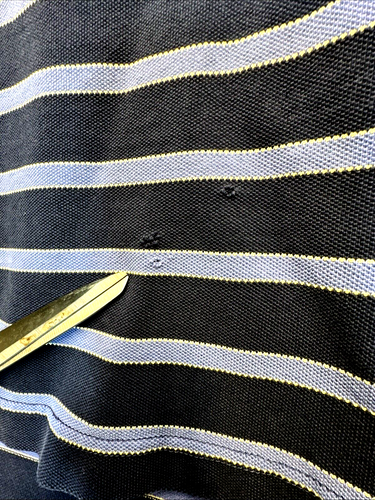 Camisa Polo Brooks Brothers Para Hombre L Azul Rayas Algodón Manga Corta Desteñida Usada - Imagen 5 de 8