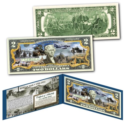 KOREAN WAR 1950-1953 Post WWII Police Action Genuine Legal Tender U.S. $2 Bill - Picture 3 of 3