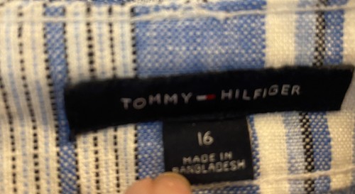 Tommy Hilfiger 16 blue white linen skirt 40 x 21 pockets - Picture 5 of 5