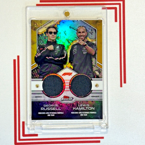 2024 Topps Finest F1 George Russell Lewis Hamilton Finest Duos Reliquia Oro/25