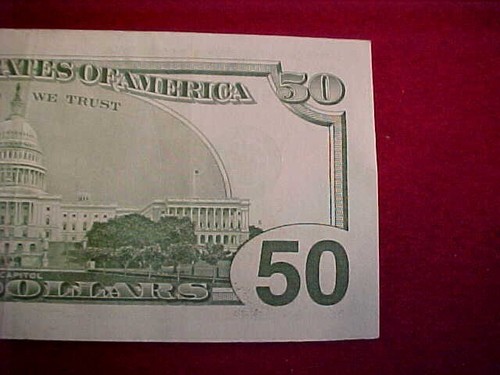 621) 2001 $50 Federal Reserve Note - No Star - Vertical Fold - Starts at $60.00 - Picture 8 of 8