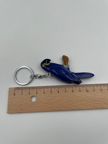 Hecho a Mano Madera Llavero Papagayo Pájaro Perico Zuchtvogel Azul Colgante - Imagen 3 de 5