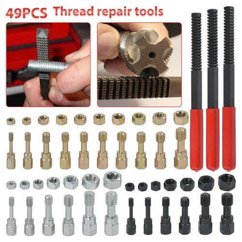 49PCS Thread Repair Chaser Tool UNC UNF Metric Thread Restorer Tap and Die Kit - Picture 4 of 18