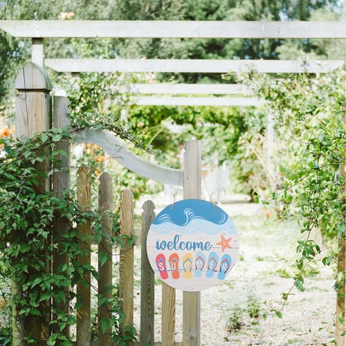 Wood Front Door Sign Welcome Sign Summer Hanging Sign Summer Decor Summer Sign - Picture 9 of 11