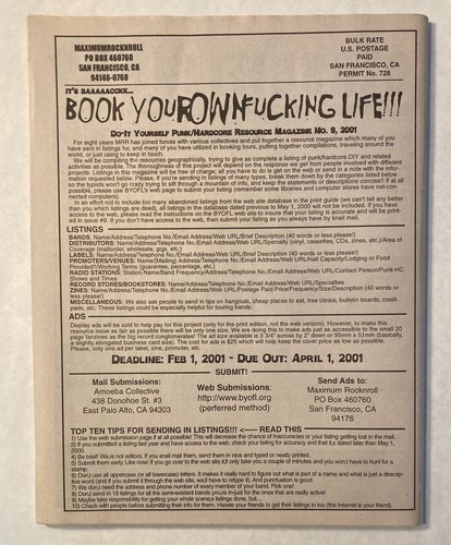 MAXIMUM ROCKNROLL Magazine #210 November 2000 MRR J Church, Profane Existence - Picture 2 of 2