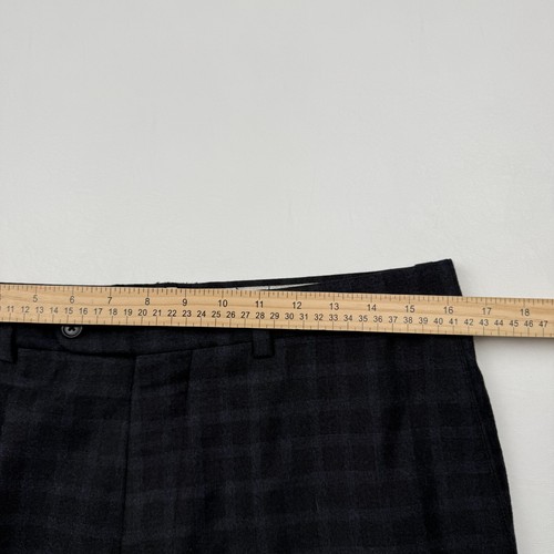 Jack Victor Dress Pants Mens 33x31 Gray Blue Plaid 100% Wool Flat Front Canada - Picture 4 of 8