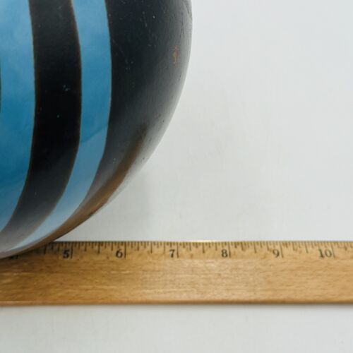 Chulucanas Peru Modernist Pottery vase Black Blue 6.75" Spherical Bowl Vase READ - Picture 13 of 13
