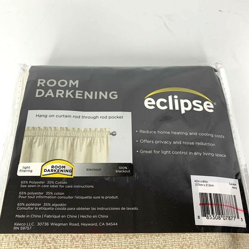 Eclipse Canova 84” Room Darkening Curtain Panel Ivory 1 Panel Textured - Picture 14 of 17