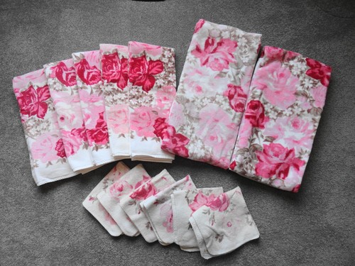 Vintage Lot of 13 Matrix Pink Bath Towels Hand Towels Wash Face Cloths - Picture 1 of 19